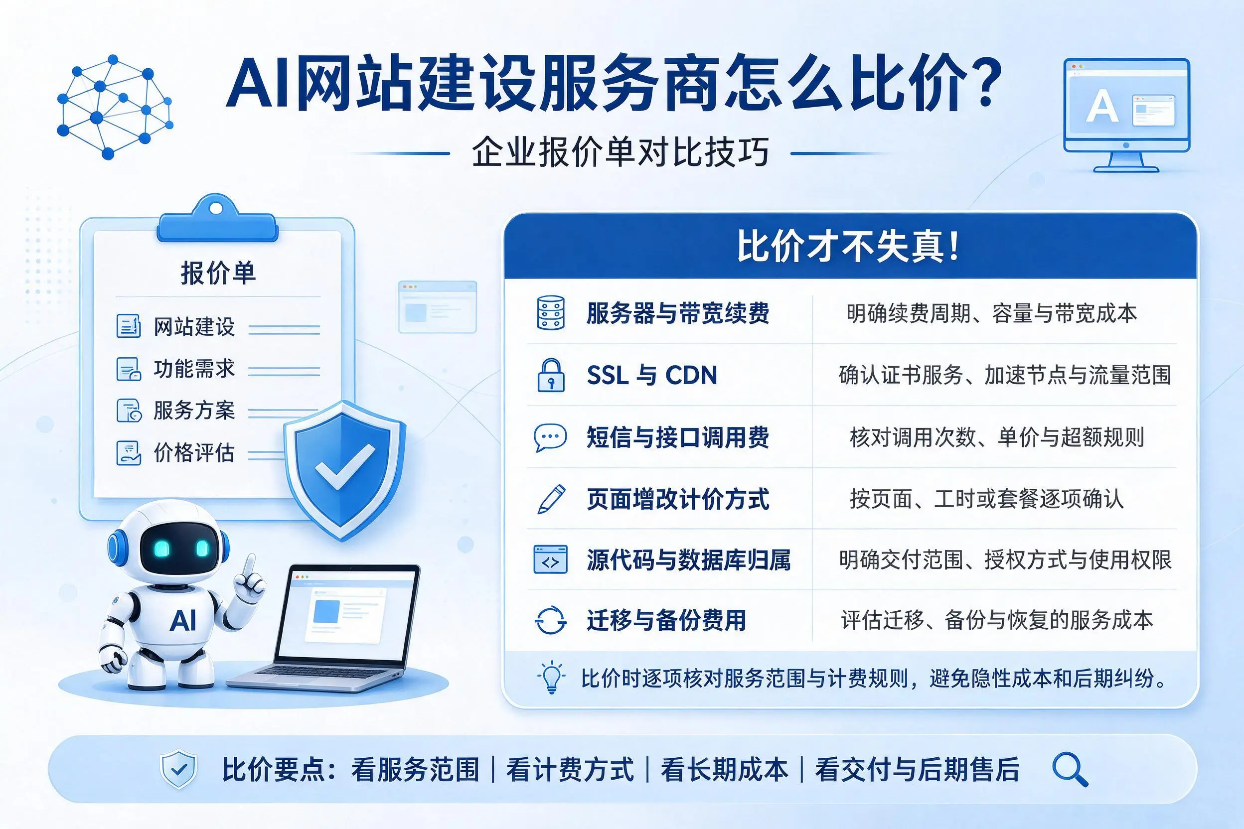 AI网站建设服务商怎么比价?漯河企业报价单对比技巧