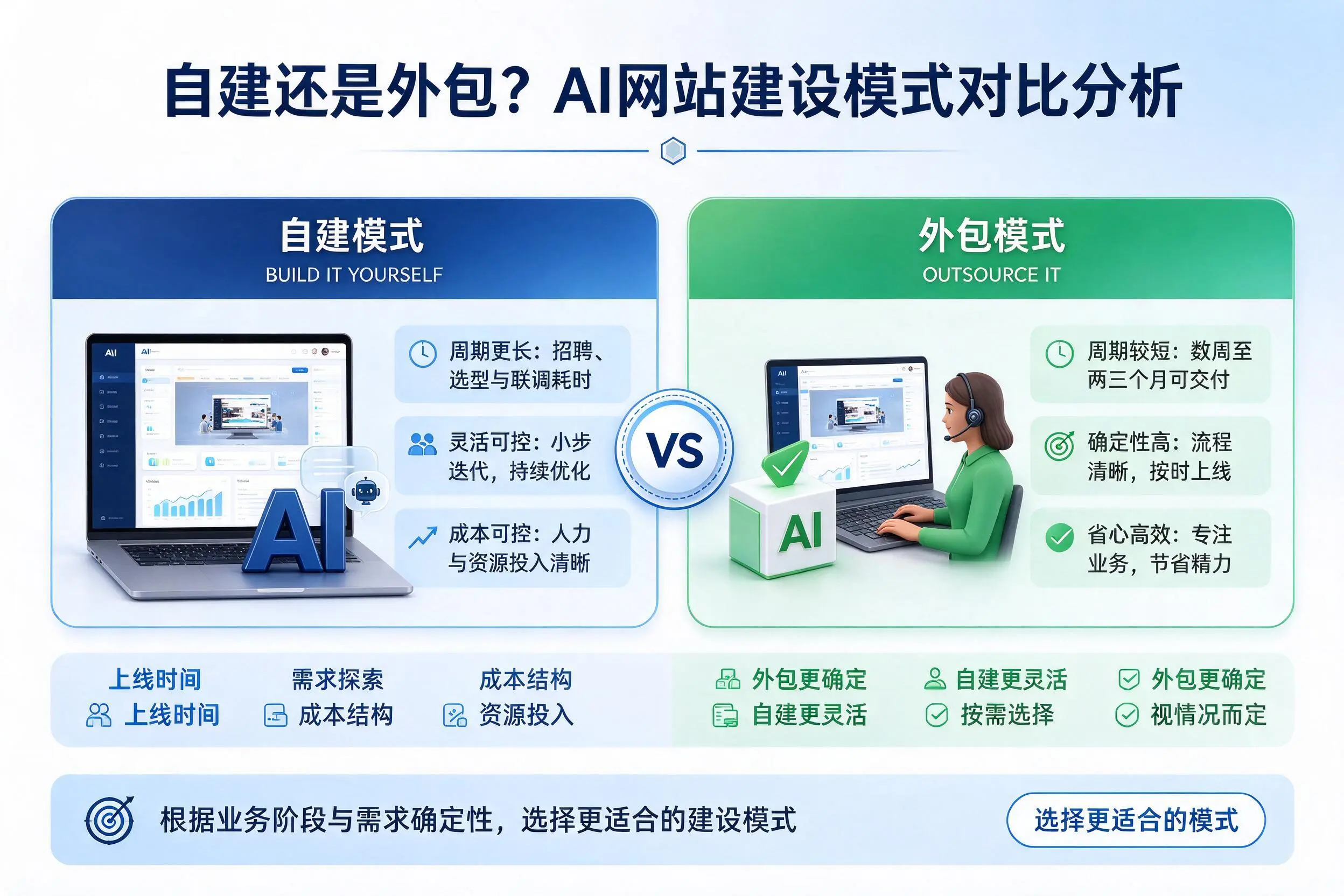 自建还是外包?漯河AI网站建设模式对比分析